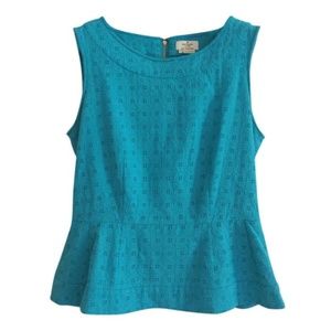 Kate Spade Peplum Eyelet Top (Blue)